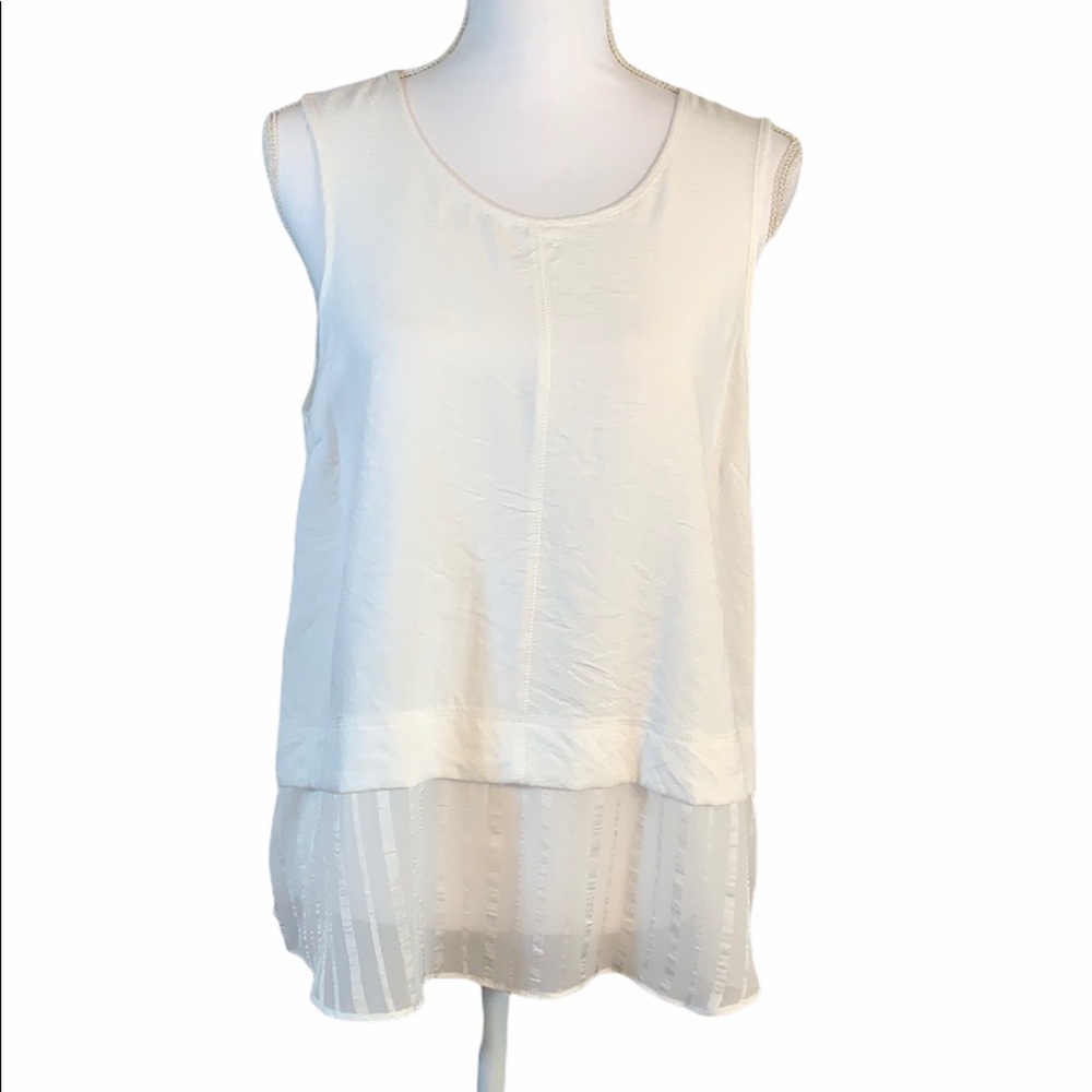 She and Sky Sleeveless Top with Striped Hem Size Large NWT